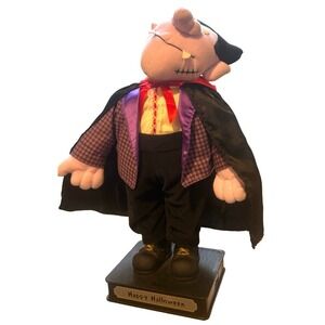 Vintage Halloween Animated Dracula Vampire Plush Figure Happy Halloween Base